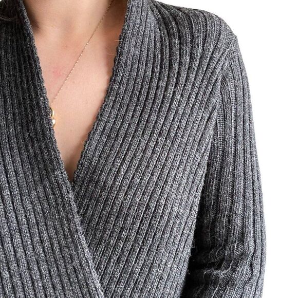 Peregrine Womens Charcoal Gray 100% Wool Chunky Ribbed Oversized Cardigan Sz S - Picture 6 of 9